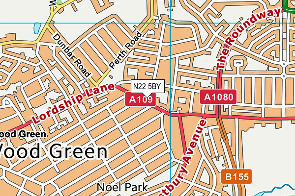 N22 5BY map - OS VectorMap District (Ordnance Survey)