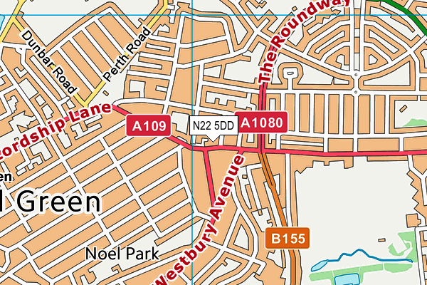 N22 5DD map - OS VectorMap District (Ordnance Survey)