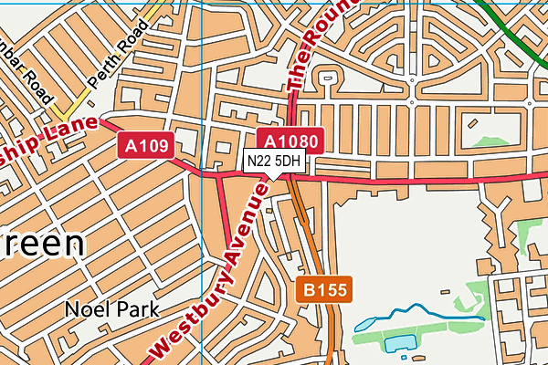 N22 5DH map - OS VectorMap District (Ordnance Survey)