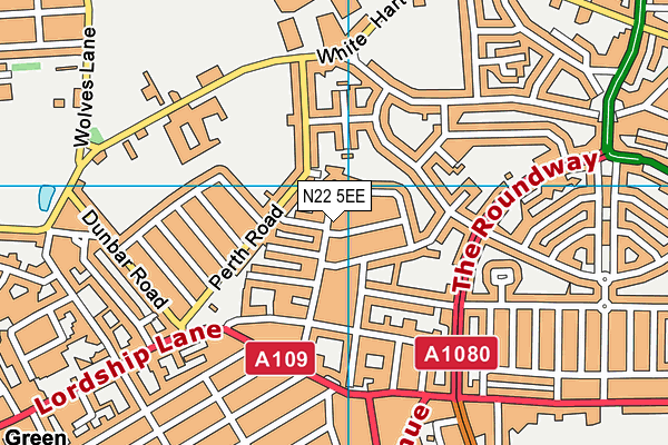 N22 5EE map - OS VectorMap District (Ordnance Survey)