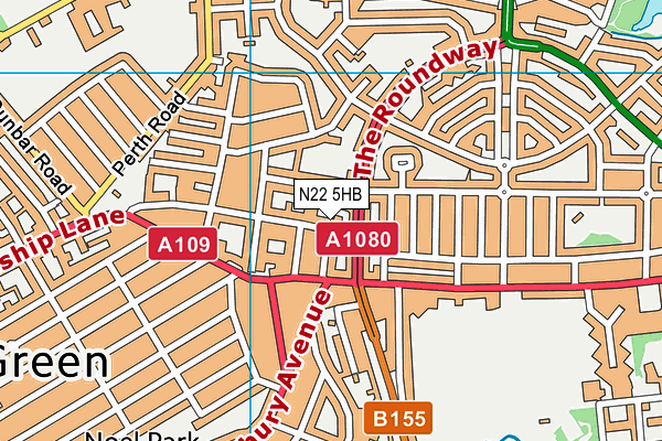 N22 5HB map - OS VectorMap District (Ordnance Survey)
