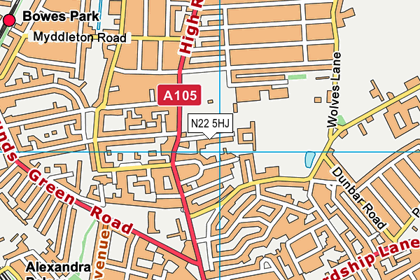 N22 5HJ map - OS VectorMap District (Ordnance Survey)
