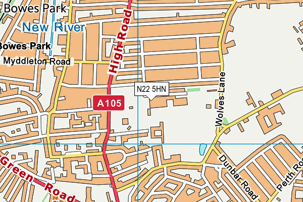 N22 5HN map - OS VectorMap District (Ordnance Survey)