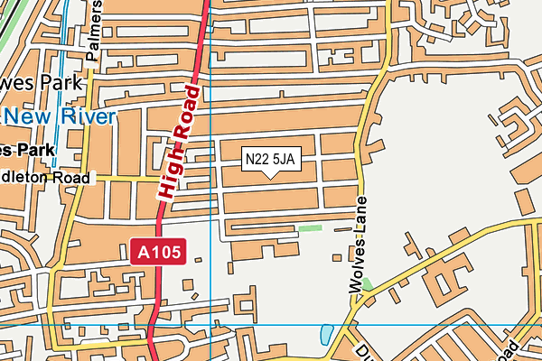 N22 5JA map - OS VectorMap District (Ordnance Survey)