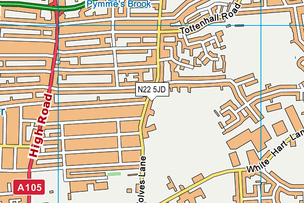 N22 5JD map - OS VectorMap District (Ordnance Survey)