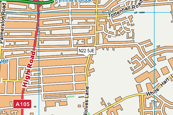 N22 5JE map - OS VectorMap District (Ordnance Survey)