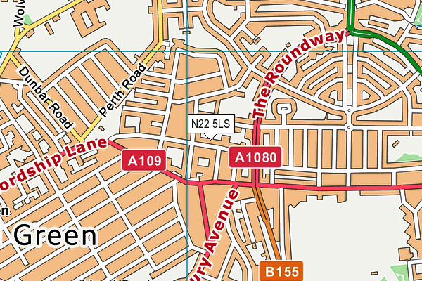 N22 5LS map - OS VectorMap District (Ordnance Survey)