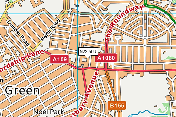 N22 5LU map - OS VectorMap District (Ordnance Survey)