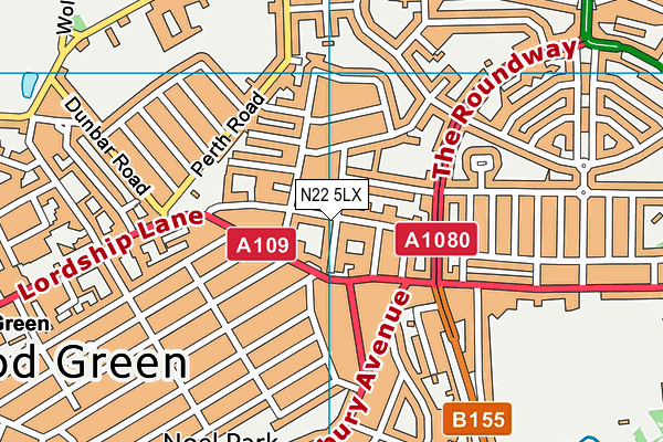 N22 5LX map - OS VectorMap District (Ordnance Survey)