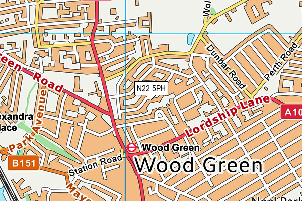 N22 5PH map - OS VectorMap District (Ordnance Survey)