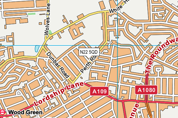 N22 5QD map - OS VectorMap District (Ordnance Survey)