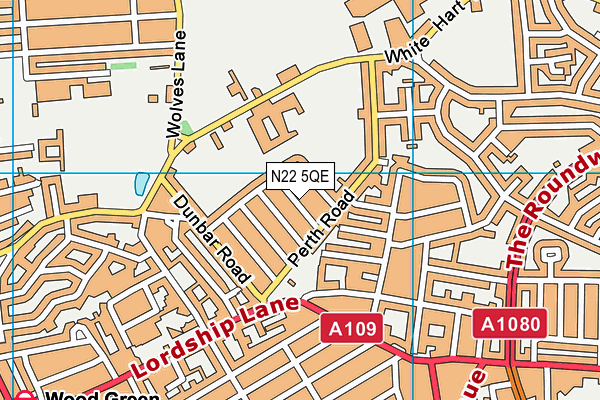 N22 5QE map - OS VectorMap District (Ordnance Survey)
