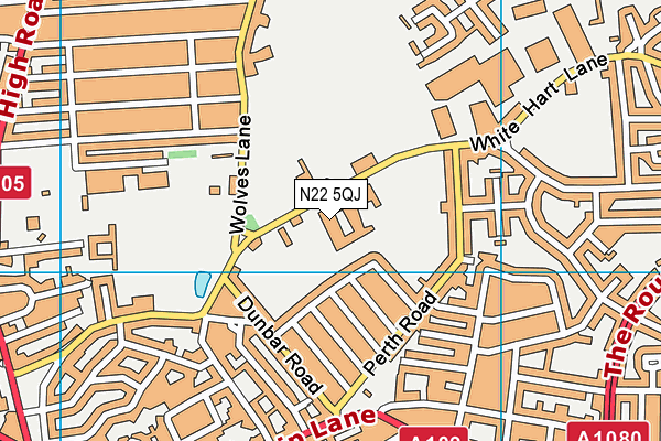 N22 5QJ map - OS VectorMap District (Ordnance Survey)