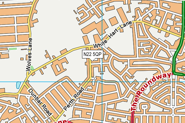 N22 5QP map - OS VectorMap District (Ordnance Survey)