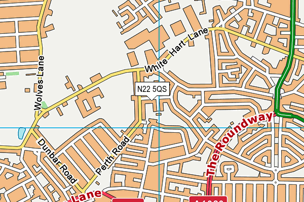 N22 5QS map - OS VectorMap District (Ordnance Survey)