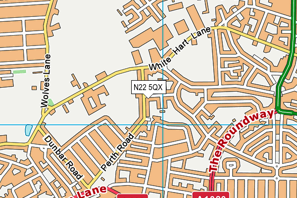 N22 5QX map - OS VectorMap District (Ordnance Survey)