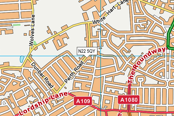 N22 5QY map - OS VectorMap District (Ordnance Survey)