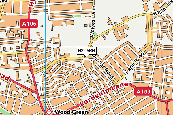 N22 5RH map - OS VectorMap District (Ordnance Survey)