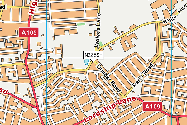 White Hart Lane Recreation Ground map (N22 5SH) - OS VectorMap District (Ordnance Survey)