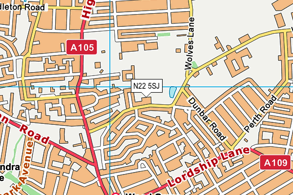 N22 5SJ map - OS VectorMap District (Ordnance Survey)