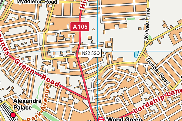 N22 5SQ map - OS VectorMap District (Ordnance Survey)