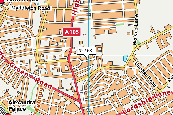 N22 5ST map - OS VectorMap District (Ordnance Survey)