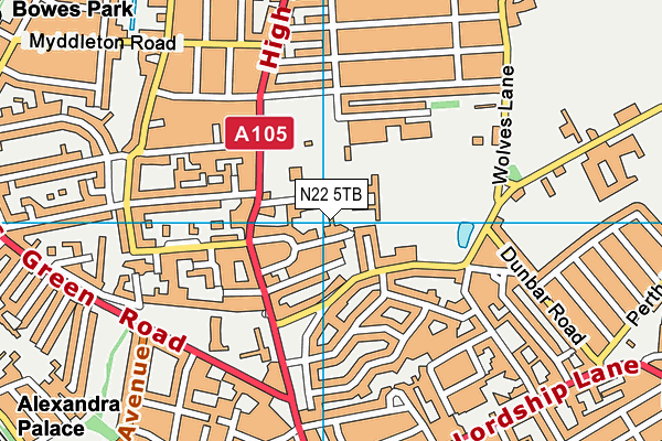 N22 5TB map - OS VectorMap District (Ordnance Survey)