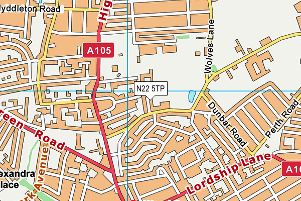 N22 5TP map - OS VectorMap District (Ordnance Survey)