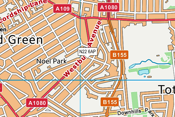 N22 6AP map - OS VectorMap District (Ordnance Survey)