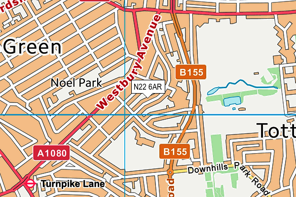 N22 6AR map - OS VectorMap District (Ordnance Survey)