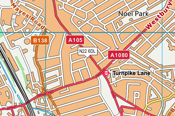 N22 6DL map - OS VectorMap District (Ordnance Survey)