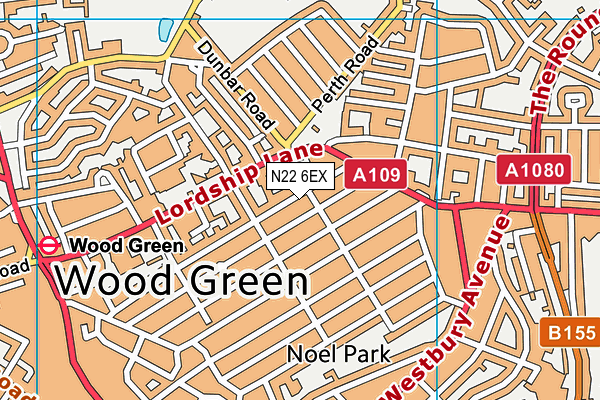 N22 6EX map - OS VectorMap District (Ordnance Survey)