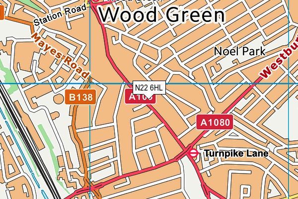 N22 6HL map - OS VectorMap District (Ordnance Survey)