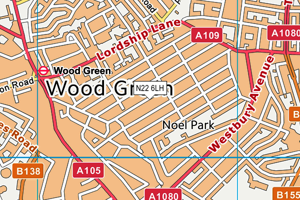 Noel Park Primary School map (N22 6LH) - OS VectorMap District (Ordnance Survey)
