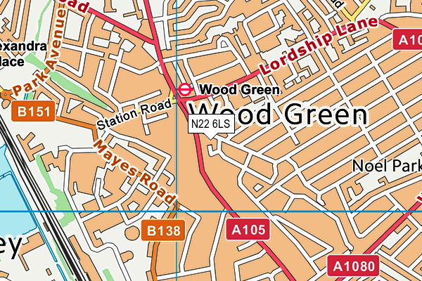 N22 6LS map - OS VectorMap District (Ordnance Survey)