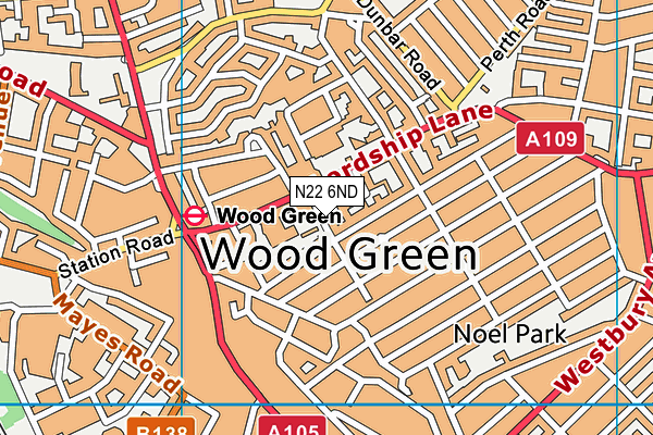 N22 6ND map - OS VectorMap District (Ordnance Survey)