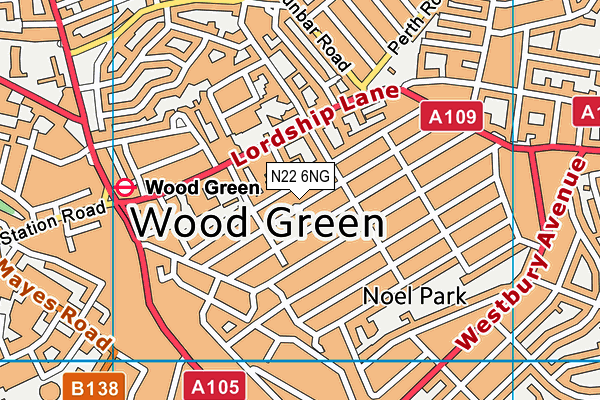 N22 6NG map - OS VectorMap District (Ordnance Survey)