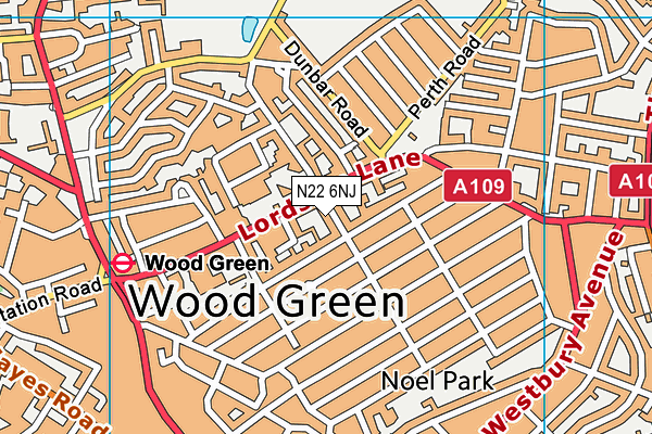 N22 6NJ map - OS VectorMap District (Ordnance Survey)