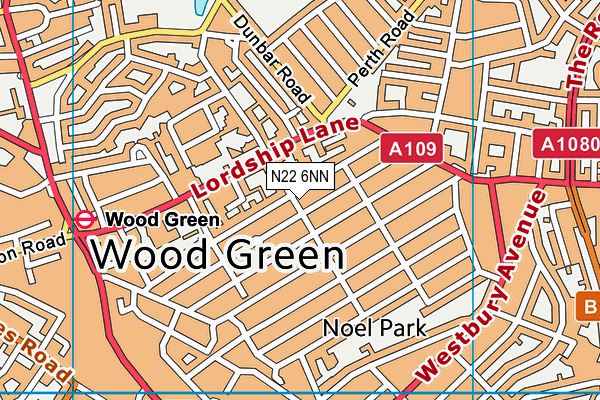 N22 6NN map - OS VectorMap District (Ordnance Survey)