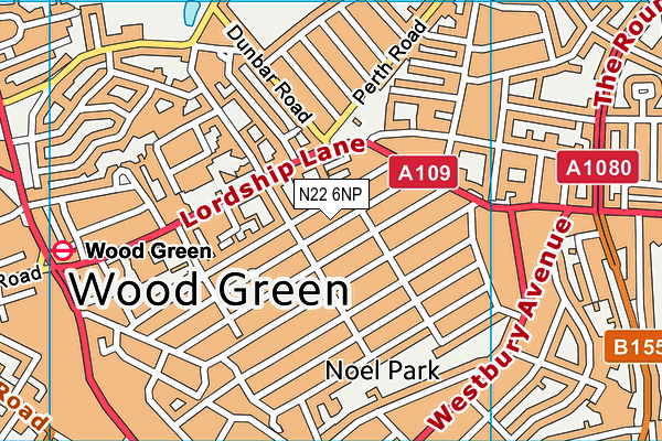 N22 6NP map - OS VectorMap District (Ordnance Survey)