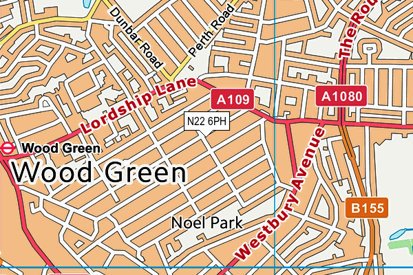 N22 6PH map - OS VectorMap District (Ordnance Survey)