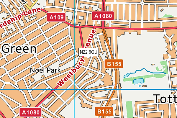 N22 6QU map - OS VectorMap District (Ordnance Survey)