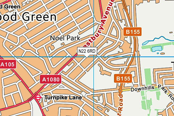 N22 6RD map - OS VectorMap District (Ordnance Survey)