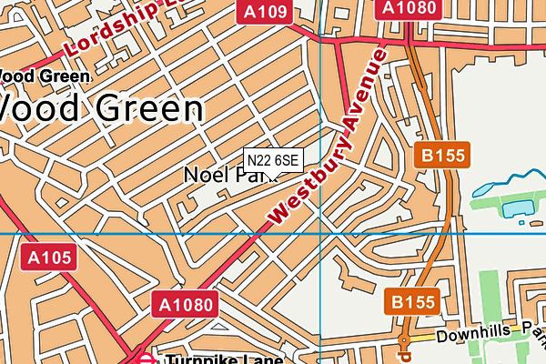 N22 6SE map - OS VectorMap District (Ordnance Survey)