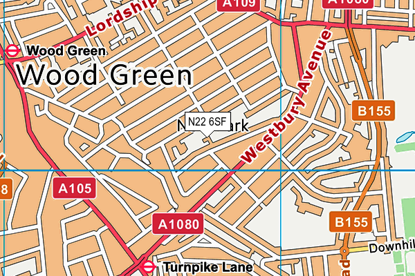 N22 6SF map - OS VectorMap District (Ordnance Survey)