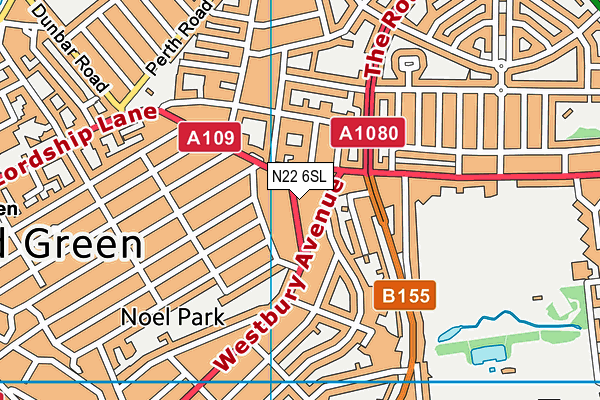 N22 6SL map - OS VectorMap District (Ordnance Survey)