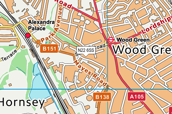 N22 6SS map - OS VectorMap District (Ordnance Survey)