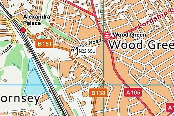 N22 6SU map - OS VectorMap District (Ordnance Survey)