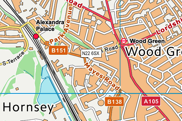 N22 6SX map - OS VectorMap District (Ordnance Survey)