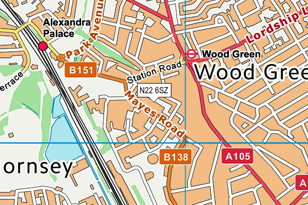 N22 6SZ map - OS VectorMap District (Ordnance Survey)